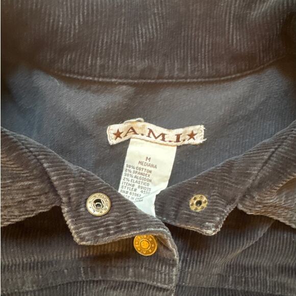 A.M.I. y2k black corduroy snap blazer short jacket SIZE M - Picture 3 of 6
